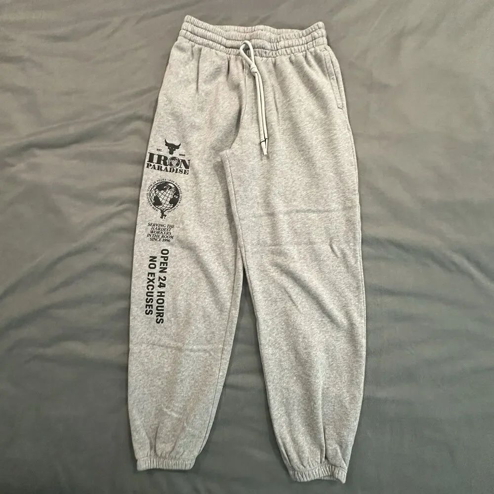 Under Armour Project Rock Iron Paradise Sweatpants Gray Men’s S Joggers Tapered
